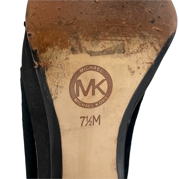 Michael Kors Black Leather Suede Platform Booties Size 7 1/2 Women’s - Picture 3 of 12